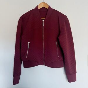 BuffBunny Arnold Bomber Burgundy Maroon Quilted Jacket Size Medium